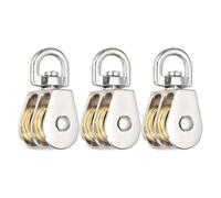 PATIKIL Bloque de polea doble, (carga de 500 kg, 48 mm de longitud) (3 piezas), aleación de zinc resistente, rueda giratoria de aparejo, polea fija de elevación para cuerda de alambre, equipo de