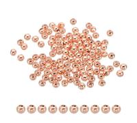 PATIKIL Bolas Espaciadoras de Latón de 4 mm Chapadas en Oro para Hacer Joyas, Paquete de 100 Cuentas Redondas de Metal para Pulseras, Pendientes, Collares, Oro Rosa