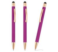 PATIKIL Bolígrafo con punta capacitiva, 3 bolígrafos de metal 2 en 1, tinta negra, 1,0 mm, punta media, para pantallas táctiles estilo 2, color rojo rosa