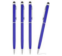 PATIKIL Bolígrafo con punta capacitiva, 4 bolígrafos de metal 2 en 1, tinta negra, 1,0 mm, punta media, para pantallas táctiles, color azul oscuro