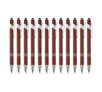 PATIKIL Bolígrafo con Punta Stylus, 12Pcs 2 en 1 Bolígrafo Stylus de Metal Tinta Negra Punta Mediana 1.0mm para Pantallas Táctiles Estilo 3, Rojo
