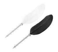PATIKIL Bolígrafo de Pluma de 21cm/8" con Pluma de Plumas, 2 Bolígrafos de Tinta Vintage de Pluma Refinada Chapada para Caligrafía, Firma, Regalo de Boda, Negro/Blanco