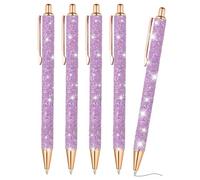 PATIKIL Bolígrafo De Purpurina 5Pcs Bolígrafo Llamativo Con Lentejuelas Retráctil De Metal Para Mujeres Niñas Oficina Cumpleaños Negro Púrpura