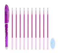 PATIKIL Bolígrafos De Gel Borrables Con 10 Recambios Y 1 Borrador, Bolígrafos Termoborrables De 0.5mm Para Tinta Morada Marcadores De Tela Para Coser Acolchar Planificar Escribir