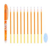 PATIKIL Bolígrafos De Gel Borrables Con 10 Recambios Y 1 Borradores, 0.5mm Bolígrafos Borrables Por Calor Para Tela Tinta Naranja Bolígrafo Marcador De Tela Para Costura Acolchado