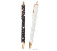PATIKIL Bolígrafos de Purpurina, 2Pcs Bolígrafo Retráctil Brillante Elegante con Purpurina para Escritura Metalizado, Tinta Negra para Mujeres Niñas Oficina Cumpleaños, Negro Blanco