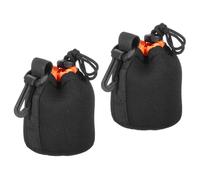 PATIKIL Bolsa para Lente de Cámara 2 Unidades Funda con Cordón de 3.1" de Diámetro Interior y 3.9" de Altura de Neopreno Protector Grueso Negro Naranja