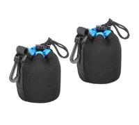 PATIKIL Bolsa para Lente de Cámara 2 Unidades Funda con Cordón de 3.1" de Diámetro Interior y 3.9" de Altura de Neopreno Protector Grueso Negro Azul