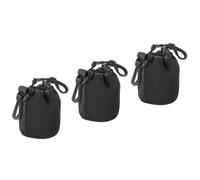 PATIKIL Bolsa para Lente de Cámara 3 Unidades Funda con Cordón de 3.1" de Diámetro Interior x 3.9" de Altura de Neopreno Grueso y Protector Negro