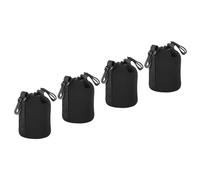 PATIKIL Bolsa para Lente de Cámara 4 Unidades Funda de Neopreno con Cordón de 3.5" de Diámetro y 5.5" de Altura Protección Gruesa Estuche Negro