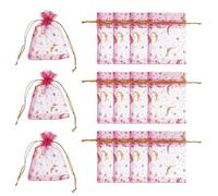 PATIKIL Bolsas De Organza, 100 Pcs 7 X 9 Cm Bolsitas De Malla para Dulces con Cordón Bolsas De Regalo De Joyería Moon Estrella para Bodas Navidad Fiesta Suministros, Rojo Rosa Dorado