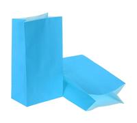 PATIKIL Bolsas de papel de 9.5 x 3.2 x 5.1 pulgadas, 50 bolsas de papel kraft para regalo, bolsas de regalo de almuerzo, suministros de fiesta para boda, cumpleaños, Halloween, graduación, azul claro