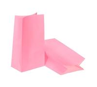 PATIKIL Bolsas de papel de 9.5 x 3.2 x 5.1 pulgadas, 50 bolsas de papel kraft para regalo, bolsas de regalo de almuerzo, suministros de fiesta para boda, cumpleaños, Halloween, graduación, color rosa