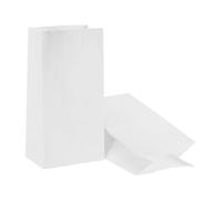 PATIKIL Bolsas De Papel Para Fiestas De 7.1x2.4x3.5 Pulgadas, 50 Pcs Bolsas De Regalo De Papel Kraft Para Almuerzo Fiestas De Boda Cumpleaños Halloween Graduación, Blanco