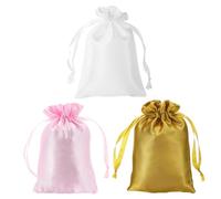 PATIKIL Bolsas de Satén con Cordón, Pack de 3 Bolsas de Regalo Mini de 4x6 Pulgadas para Bodas, Cumpleaños, Navidad, Fiestas de Joyería, 3 Colores
