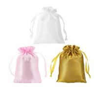 PATIKIL Bolsas de Satén con Cordón, Pack de 3 de 3x4" Bolsas de Regalo Mini para Bodas Cumpleaños Navidad Joyería Fiesta, 3 Colores