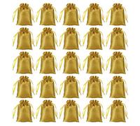 PATIKIL Bolsas de Satén con Cordón, Pack de 50 Bolsas de Regalo Mini para Bodas, Cumpleaños, Navidad, Fiestas de Joyería, Tono Dorado, 4x6 Pulgadas