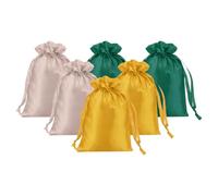 PATIKIL Bolsas De Satén Con Cordón, Paquete De 6, 4 X 6 Pulgadas, Bolsas De Favor De Boda De Satén, Empaque De Regalo Mini Para Cumpleaños Navidad Joyería Fiesta, Verde/Champán/Dorado