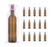 PATIKIL Bolsas de vino de organza de 14 x 5 pulgadas, 40 bolsas de regalo de malla transparente para botellas de vino, bolsas con cordón, reutilizables para regalos de fiesta y boda, color blanco