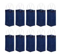 PATIKIL Bolsas De Vino Helado 10 Pcs Bolsas De Regalo Plegables Portátiles Transparentes De PVC Con Asas Para champaña Fiestas Al Aire Libre Cerveza Fría Bebidas Refrescadas Azul Marino