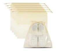 PATIKIL Bolsas de zapatos para viajes, bolsas con cordón a prueba de polvo, no tejidas, bolsas de almacenamiento de zapatos de viaje para embalaje con ventana transparente para mujeres y hombres