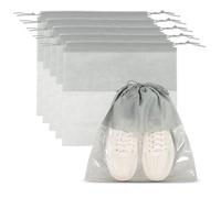PATIKIL Bolsas de zapatos para viajes, bolsas con cordón a prueba de polvo, no tejidas, bolsas de almacenamiento de zapatos de viaje para embalaje con ventana transparente para mujeres y hombres, Gray