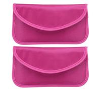PATIKIL Bolsas Faraday, Paquete de 2 Bolsas Bloqueadoras de Señal de 6.5 Pulgadas para Llaves Anti-Robo Protección de Coche Celular GPS Cartera de Blindaje, Rojo Rosa