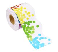 PATIKIL Borde de Tablón de Anuncios Pizarra Negra y Blanca, Color Blanco | de 2.24"x 65.6 Pies, Franja Decorativa de Puntos de Colores, para Decoración de Pared de Armario