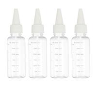 PATIKIL Botellas de plástico de 30 ml/1 oz con tapa blanca, 4 unidades Botella dispensadora redonda graduada vacía Botella puntiaguda para líquidos, transparente