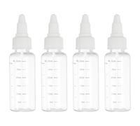 PATIKIL Botellas de plástico exprimibles de 30 ml/1 oz con tapa blanca de rosca, 4 unidades Botella dispensadora redonda graduada vacía Botella puntiaguda para líquidos, transparente