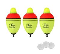 PATIKIL Boyas de Pesca Iluminadas de 3.5 Oz, Paquete de 3 Boyas Flotantes de Pesca con Luz Led Verde Roja Eva y Batería para Pesca Nocturna, Amarillo