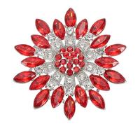 PATIKIL Broche con Diamantes de Imitación, Rojo Vino Cistal Girasol Flor Ramo Solapa Alfiler para Mujer Moda Estrás Pin Accesorio para Vestido Abrigo Sombrero Bolsa Manualidades Regalo
