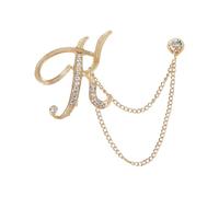PATIKIL Broche De Cadena Colgante Con Letra H, Broche De Inicial K Con Cadena De Borlas Y Cristales, Alfabeto A-Z Broches Accesorios Para Traje Y Esmoquin, Tono Dorado