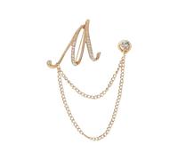 PATIKIL Broche De Cadena Colgante Con Letra, Inicial M Con Cristales Y Flecos, Alfiler De Solapa Con Letras A-Z Para Hombres Y Mujeres, Accesorios Para Traje Y Esmoquin, Tono Dorado