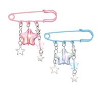 PATIKIL Broche De Cadena Larga Colgante 2 Piezas, Alfiler De Seguridad Con Borlas De Estrellas, Broche De Cuello Punk Retro Moderno Para Boda Suéter Chaleco Abrigo Vestido, Azul Rosa