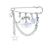 PATIKIL Broche De Cadena Larga Colgante, Broche De Seguridad Con Borlas De Orquídeas Estilo Punk Retro Para Mujeres Y Hombres, Cadena Para Cuello, Suéter, Chaleco, Abrigo O Vestido, Azul