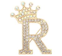 PATIKIL Broche de Letra con Tiara, Alfiler de Diadema con Inicial Alfabeto de Rhinestone para Mujer Adorno Fino para Vestido Trajes Abrigo Bolsa Personalizado DIY, Dorado, Letra R