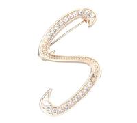 PATIKIL Broche De Letra, Inicial Letra S Broche De Piedras Rhinestone Metal Cristal Alfabeto A-Z Pin De Solapa Para Mujeres Joyería Regalo Traje Ropa Sombrero Vestido, Tonoro Dorado