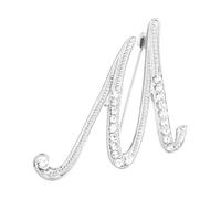 PATIKIL Broche De Letra, Inicial M Broche De Cristales Metal Alfabeto A-Z Para Mujer Regalo De Joyería Para Traje Sombrero Vestido Abrigo Artesanía, Color Plateado