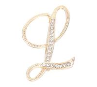 PATIKIL Broche De Letra, Letra Inicial L Broches De Piedras Rhinestone Alfabeto A-Z Pin De Solapa Para Mujeres Joyas Regalo Traje Ropa Sombrero Vestido Abrigo Artesanía, Tonoro Dorado