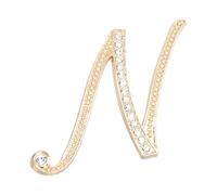 PATIKIL Broche De Letra, Letra Inicial N Broches De Estrás Metal Cristal Alfabeto A-Z Pasador Para Mujeres Joyería Regalo Traje Ropa Sombrero Vestido Abrigo Artesanía, Tono Dorado