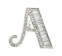 PATIKIL Broche De Letras, Letra A Inicial Con Rhinestones, Broche Metálico Para Mujeres Y Hombres, Regalo De Joyería, Plata