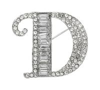 PATIKIL Broche De Letras, Letra D Inicial Con Rhinestones, Broche De Metal Para Hombres Y Mujeres, Regalos De Joyería, Plata