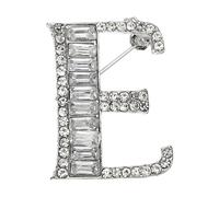 PATIKIL Broche De Letras, Letra E Inicial Broche De Piedras Rhinestone Metal Para Hombres Y Mujeres Regalo Joyería, Plata
