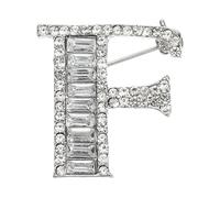 PATIKIL Broche De Letras, Letra F Inicial Broche De Cristales Metálico Para Mujeres Hombres Regalos Joyería, Plata