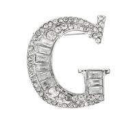 PATIKIL Broche De Letras, Letra G Inicial Broche De Estrás Metalizado Para Hombres Y Mujeres Alfiler De Solapa Regalos Joyería, Plata
