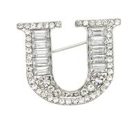 PATIKIL Broche De Letras, Letra U Inicial Broche De Cristales De Metal Para Hombres Y Mujeres Regalo De Joyería, Plata