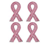 PATIKIL Broche De Listón De Cristales Con Mensaje De Conciencia, 4 Piezas De Broches De Pecho De Listón Con Cristales Para Mujer Regalo Esperanza Amor Fe Fuerza, Rosa