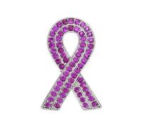 PATIKIL Broche De Listón De Cristales Con Mensaje De Conciencia, Broche De Pecho De Listón Con Cristales Para Mujeres Regalo Esperanza Amor Fe Fuerza, Morado