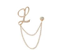 PATIKIL Broche De Solapa Con Cadena Colgante Con Letra, Letra Inicial l Broche Con Cristales Y Borlas Alfabeto A-Z Para Hombres Y Mujeres Accesorios Para Traje Esmoquin, Tono Dorado